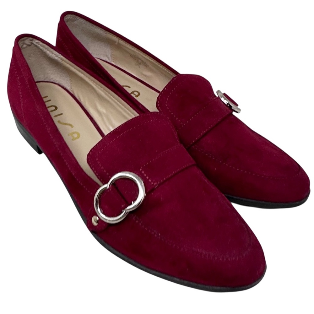 Unisa Burgundy Shasta Faux Suede Loafers Women's Size 9.5 Slip-on